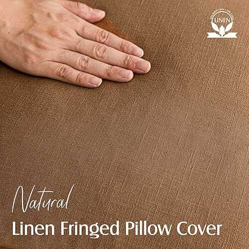 Foindtower Set of 2 Decorative Linen Fringe Throw Pillow Covers Cozy Farmhouse Cushion Cover with Tassels Lumbar Accent Pillowcase for Couch Bed Living Room Home Bedroom Decor, 12×24 Inch,Orange Brown - Image 2