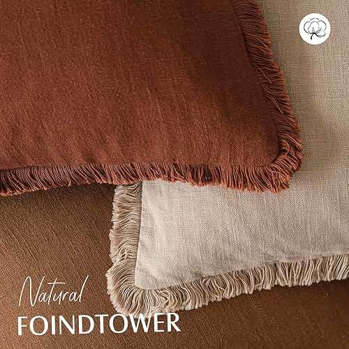 Foindtower Set of 2 Decorative Linen Fringe Throw Pillow Covers Cozy Farmhouse Cushion Cover with Tassels Lumbar Accent Pillowcase for Couch Bed Living Room Home Bedroom Decor, 12×24 Inch,Orange Brown - Image 4