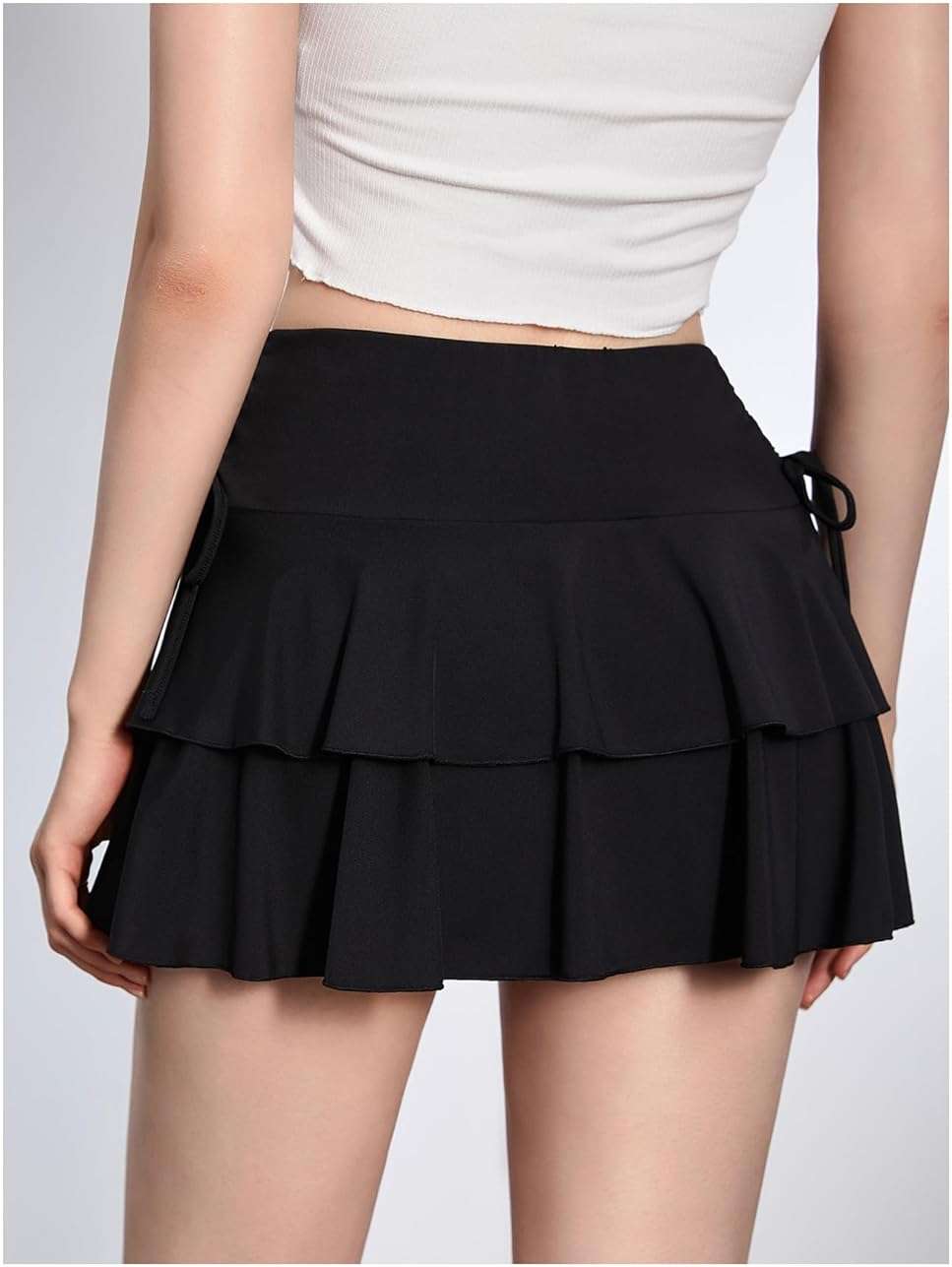 Verdusa Women's Y2k Ruffle Mini Skirt Bow Side Flowy A Line Cute Short Skirts Casual Skorts - Image 2
