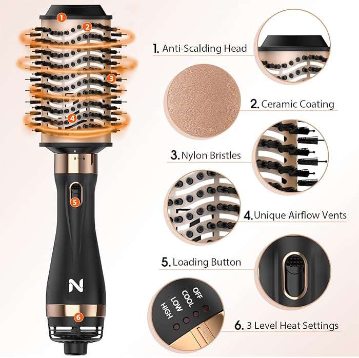 Natrial Hair Dryer Brush Blow Dryer Brush in One Hot Air Brush for Drying and Straightening, Volumizer Multi-Styler Smooth Curls for All Hair Types, Frizz-Free Blowout Brush for Salon Quality - Image 2