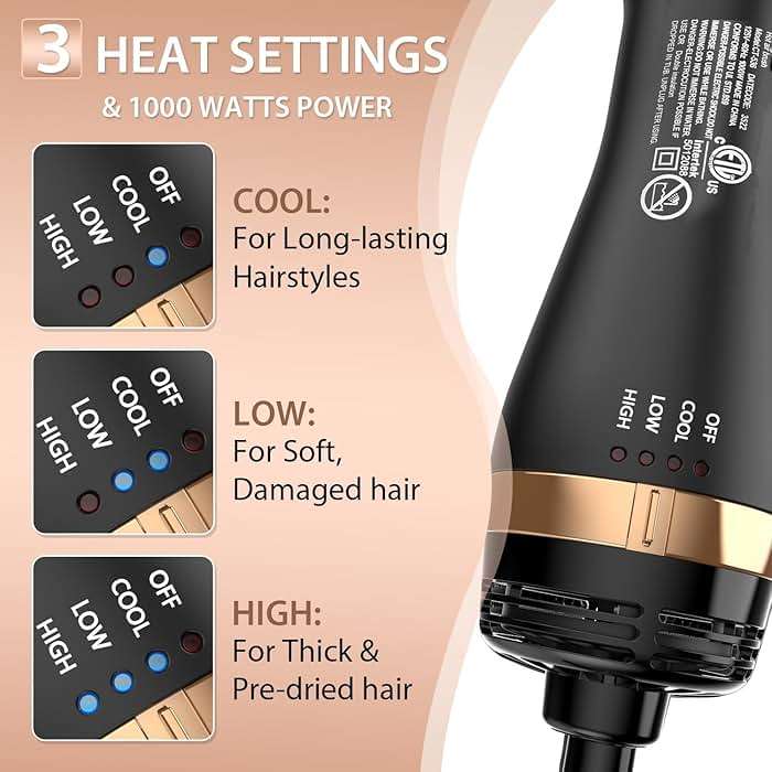 Natrial Hair Dryer Brush Blow Dryer Brush in One Hot Air Brush for Drying and Straightening, Volumizer Multi-Styler Smooth Curls for All Hair Types, Frizz-Free Blowout Brush for Salon Quality - Image 6