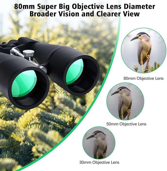 30-260X80 High Power Binoculars for Adults, Outdoor Long Range Binoculars for Birdwatching Hunting Stargazing Travel with Tripod Adapter and Carrying Case (Black, 30-260X80) - Image 3
