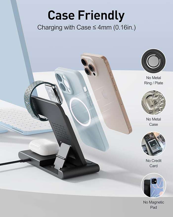 RYND 2026 Travel Portable Wireless Fast Charger for Apple & Android Charging Station,3 in 1 Charging for iPhone17 16 15 14 13 12,Apple Watch Series & Air pods 4 3 2 Pro,Samsung Galaxy - Image 5