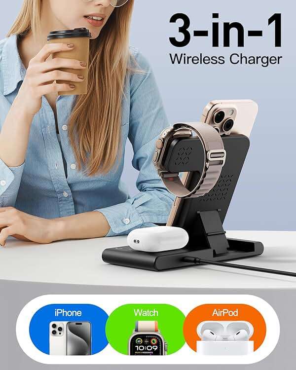 RYND 2026 Travel Portable Wireless Fast Charger for Apple & Android Charging Station,3 in 1 Charging for iPhone17 16 15 14 13 12,Apple Watch Series & Air pods 4 3 2 Pro,Samsung Galaxy - Image 7