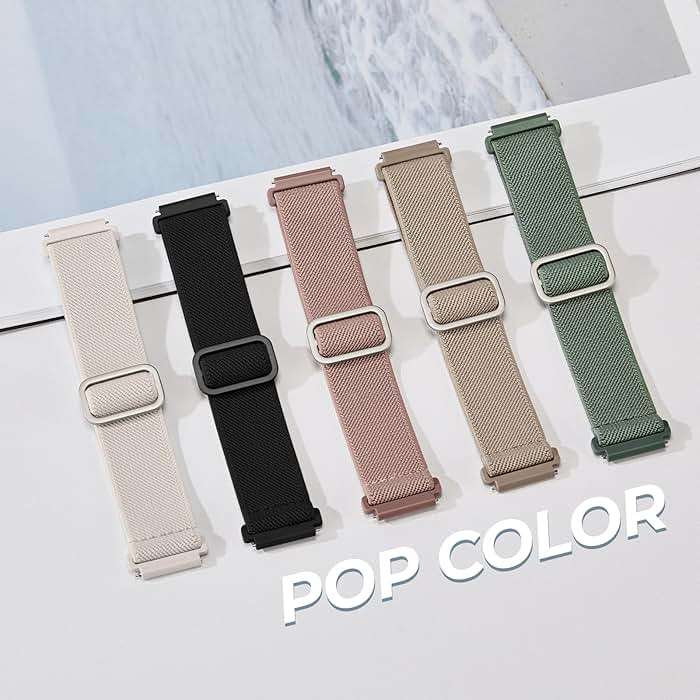 Acextro 5 Pack Stretchy Bands Compatible with Samsung Galaxy Watch 7 6 5 4 FE Band 40mm 44mm 45mm/Watch 6 4 Classic 4 42mm 46mm 43mm 47mm/Active 2, 20mm Water-Resistant Elastic Nylon Sport Strap - Image 4