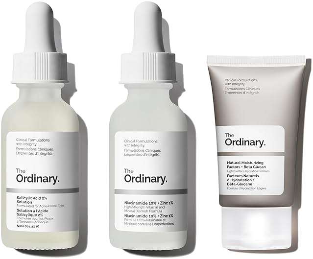 The Ordinary Acne Collection - Skin Care Bundle Set For Oily, Acne Prone Skin - Salicylic Acid 2% Solution, Niacinamide 10% + Zinc 1%, Natural Moisturizing Factors + Beta Glucan - Image 1