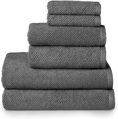 Simpli-Magic 6-Piece Premium Towel Set, 2 Bath Towels, 2 Hand Towels, and 4 Wash Cloths, 100% Ring Spun Cotton Highly Absorbent Towels for Bathroom, Gym, Hotel, and Spa - Image 1