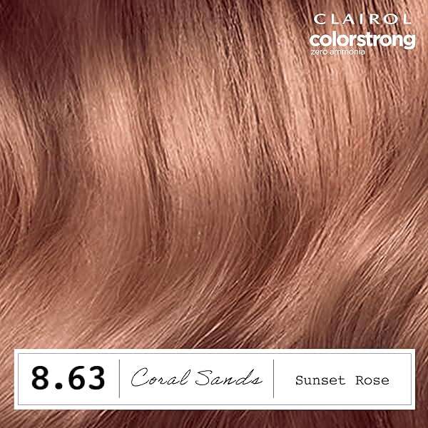 Clairol ColorStrong Permanent Hair Dye, Ammonia‑Free, PPD‑Free, 100% Gray Coverage with Bonding System, 8.63 Sunset Rose - Coral Sands Hair Color, Pack of 1 - Image 4
