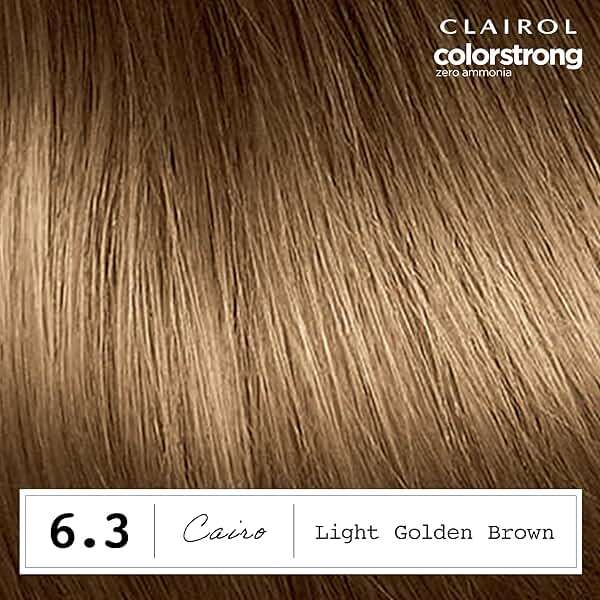 Clairol ColorStrong Permanent Hair Dye, Ammonia‑Free, PPD‑Free, 100% Gray Coverage with Bonding System, 6.3 Light Golden Brown - Cairo Hair Color, Pack of 1 - Image 4