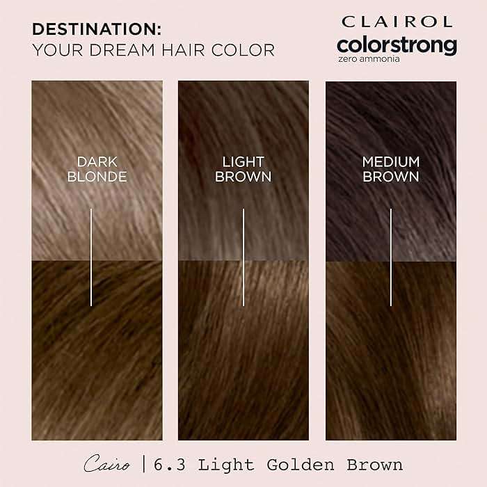 Clairol ColorStrong Permanent Hair Dye, Ammonia‑Free, PPD‑Free, 100% Gray Coverage with Bonding System, 6.3 Light Golden Brown - Cairo Hair Color, Pack of 1 - Image 7