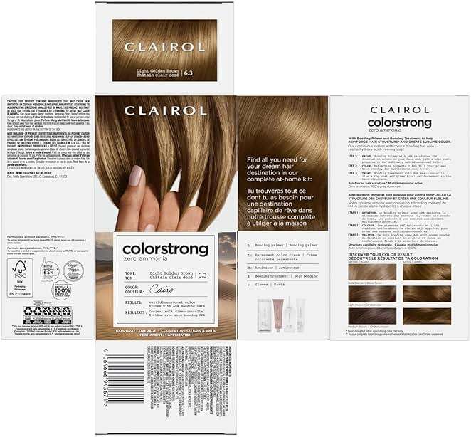 Clairol ColorStrong Permanent Hair Dye, Ammonia‑Free, PPD‑Free, 100% Gray Coverage with Bonding System, 6.3 Light Golden Brown - Cairo Hair Color, Pack of 1 - Image 9