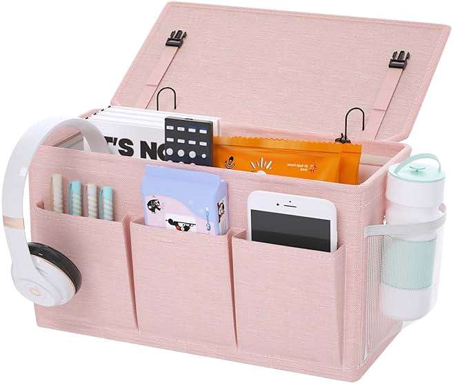 Edudif Dual-purpose Bedside Caddy Bedside Organizer, Bed Caddy with 6 Pockets, Versatile Bedside Storage Solution Magazine Remotes holder, ideal for Home, Dorm, Hospital, Crib Bed - Image 1