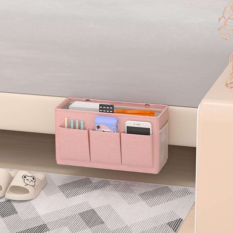 Edudif Dual-purpose Bedside Caddy Bedside Organizer, Bed Caddy with 6 Pockets, Versatile Bedside Storage Solution Magazine Remotes holder, ideal for Home, Dorm, Hospital, Crib Bed - Image 2