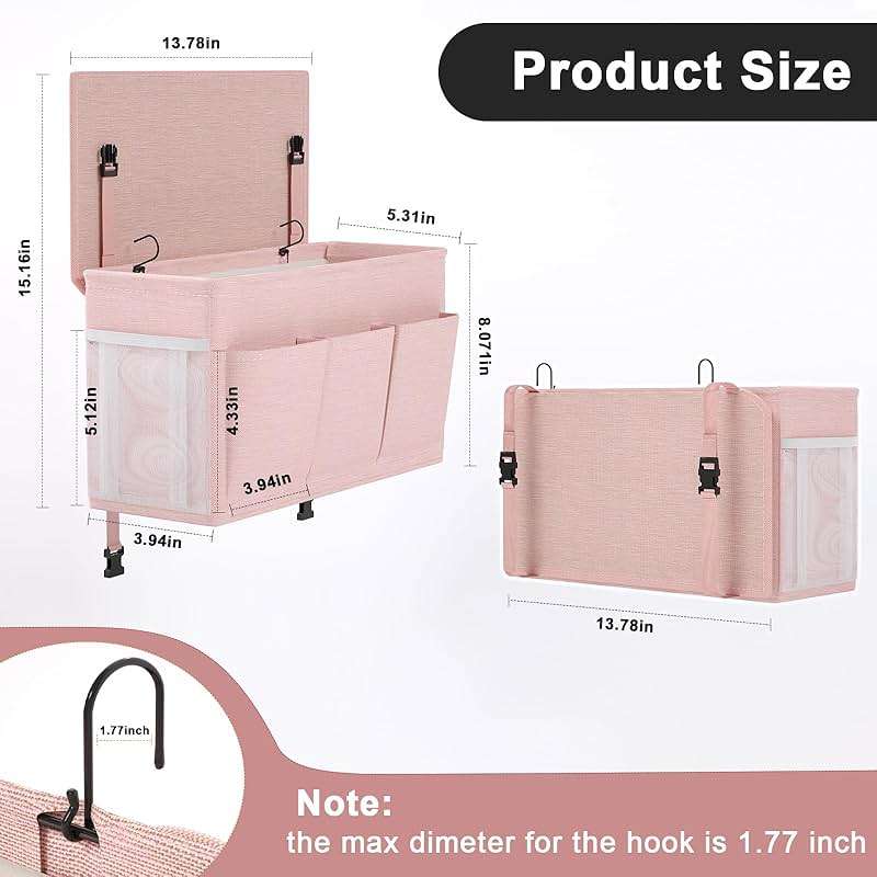 Edudif Dual-purpose Bedside Caddy Bedside Organizer, Bed Caddy with 6 Pockets, Versatile Bedside Storage Solution Magazine Remotes holder, ideal for Home, Dorm, Hospital, Crib Bed - Image 3