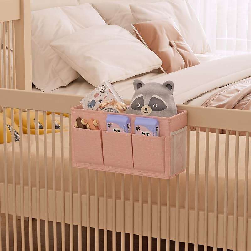 Edudif Dual-purpose Bedside Caddy Bedside Organizer, Bed Caddy with 6 Pockets, Versatile Bedside Storage Solution Magazine Remotes holder, ideal for Home, Dorm, Hospital, Crib Bed - Image 7