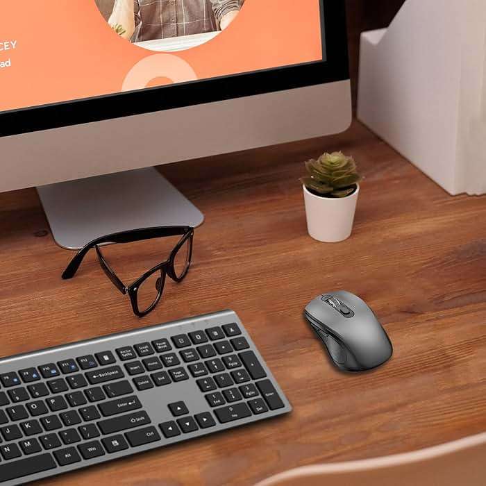 Wireless Mouse with Side Buttons, 2400 DPI, Anti Slip Scroll Wheel, Suitable for Laptops, PCs, Chromebook, Mac, MacBook, Mouse With USB Nano Receiver, 6-Button Wireless Computer Mouse - Gray - Image 7