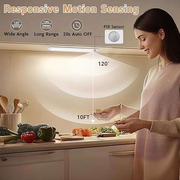 Under Cabinet Lighting Wireless, 4Pack Motion Sensor Light Indoor with 3 Color Temps, Dimmable Closet Lights Battery Operated, LED Magnetic Light, Rechargeable Under Counter Lights for Kitchen Home - Image 2