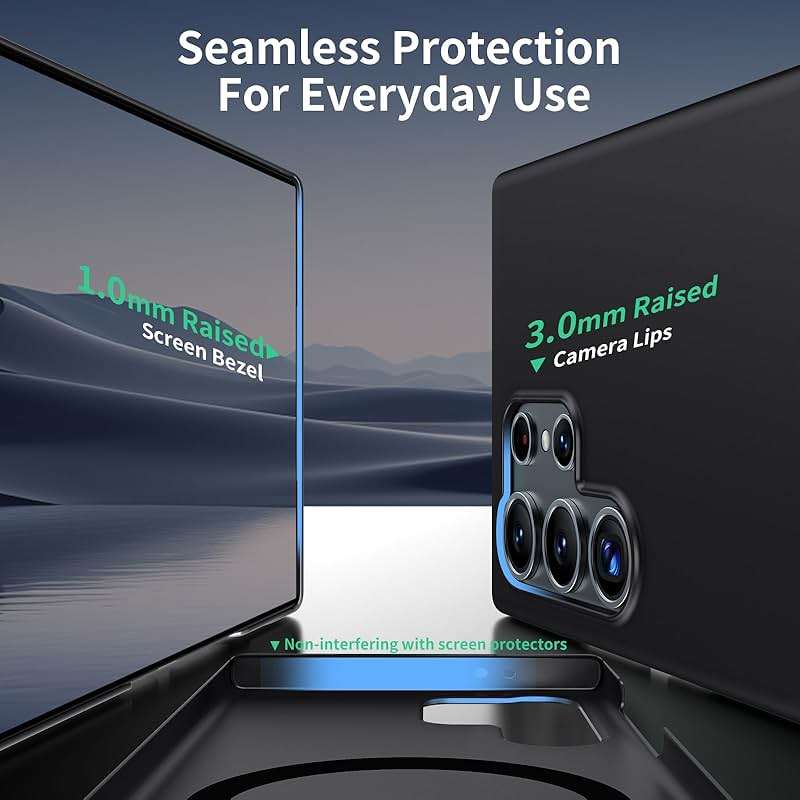 GRECAZO Magnetic Ultra Thin Frosted Designed for Samsung Galaxy S25 Ultra Phone Case 6.9 inch Slim Minimalist Lightweight Matte Hard [Compatibility with MagSafe] Cover Protective Bumper Case- Black - Image 5