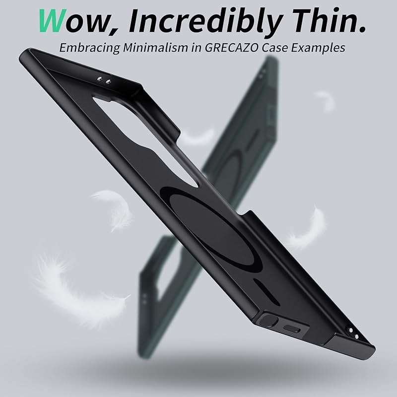 GRECAZO Magnetic Ultra Thin Frosted Designed for Samsung Galaxy S25 Ultra Phone Case 6.9 inch Slim Minimalist Lightweight Matte Hard [Compatibility with MagSafe] Cover Protective Bumper Case- Black - Image 6