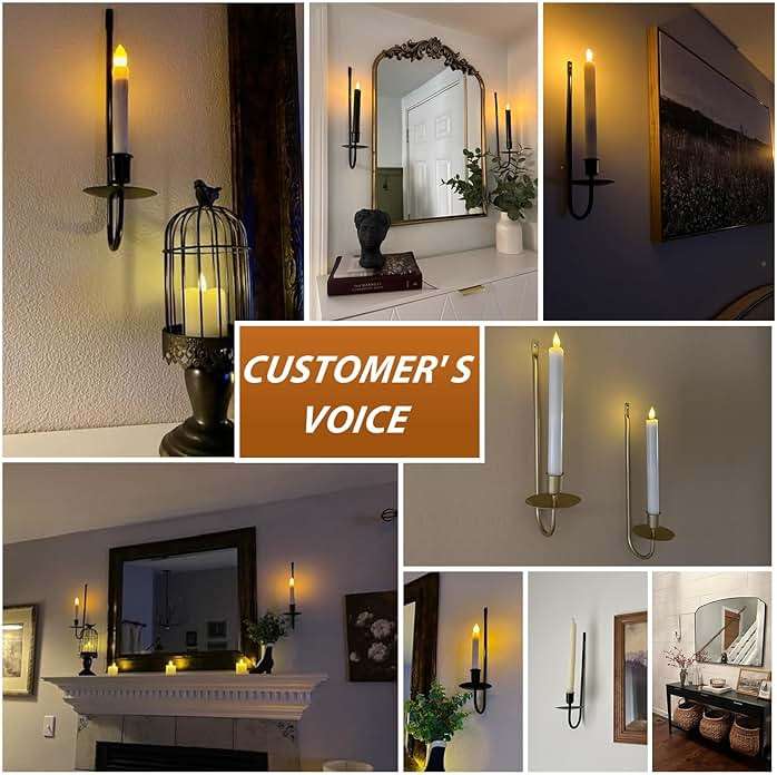Black Candle Sconces Set of 4, Taper & Pillar Wall Candle Holder, Black Wall Decor, for Entryway, Fireplace, Stair Corner - Image 7