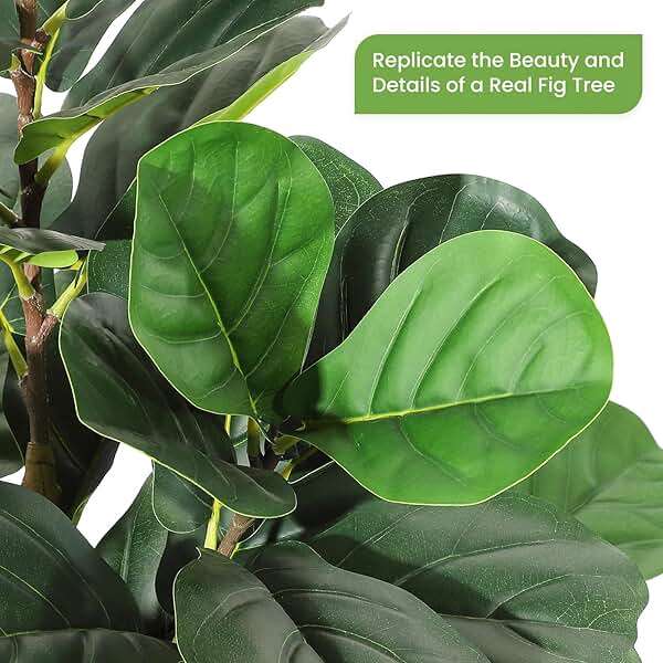 GarveeHome 5 ft Faux Fiddle Leaf Fig Tree with White Pot, Faux Trees with Artificial Plants 56 Fiddle Leaves Greenery - Lifelike Fake Tree for Home Office Store Room Decor Indoor Outdoor - Image 3