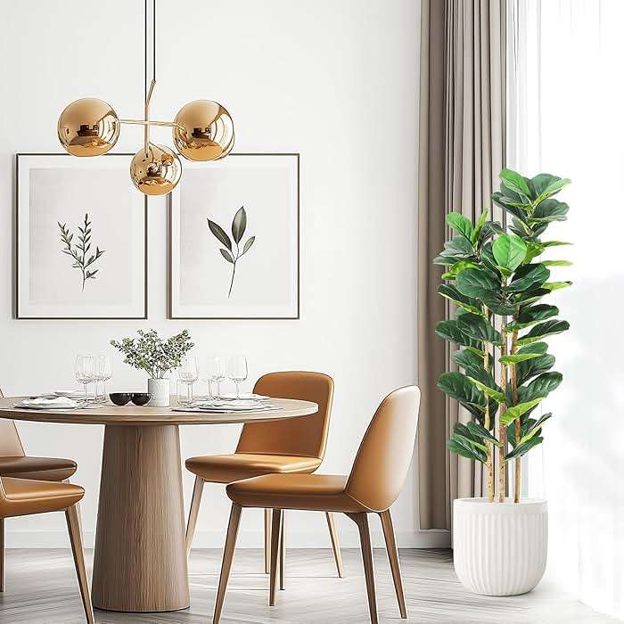 GarveeHome 5 ft Faux Fiddle Leaf Fig Tree with White Pot, Faux Trees with Artificial Plants 56 Fiddle Leaves Greenery - Lifelike Fake Tree for Home Office Store Room Decor Indoor Outdoor - Image 4