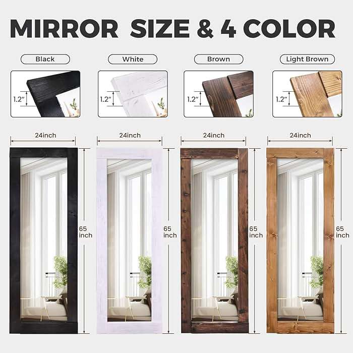 ABSWHLM Full Length Mirror 65"x24" – Solid Wood Frame, HD Tempered Glass, Wall Mounted & Leaning, Rustic Modern Decor for Bedroom, Living Room, Entryway, White - Image 2