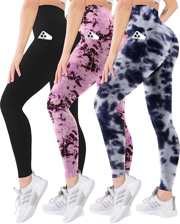 Blisset 3 Pack High Waisted Leggings for Women with Pockets Soft Active Tummy Control Pants for Yoga Running & Daily Wear - Image 1