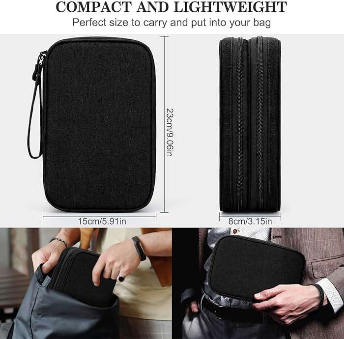 FYY Electronic Organizer, Large Travel Cable Organizer Bag Pouch Electronic Accessories Carry Case Portable Waterproof Double Layers All-in-One Storage Bag for Cable, Cord, Charger, Phone, Black - Image 2
