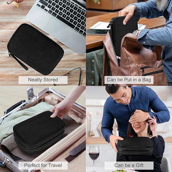 FYY Electronic Organizer, Large Travel Cable Organizer Bag Pouch Electronic Accessories Carry Case Portable Waterproof Double Layers All-in-One Storage Bag for Cable, Cord, Charger, Phone, Black - Image 7