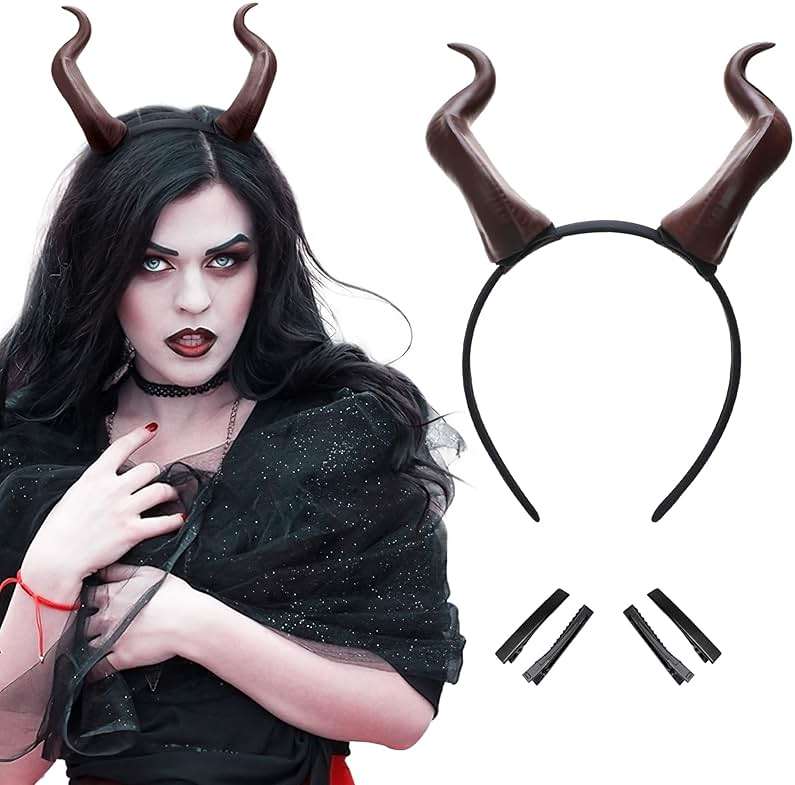 MOSTORY Devil Horns Headband for Adult - Demon Horns Headband for Halloween Cosplay Outfit Renaissance Photo Shoot Props - Image 1