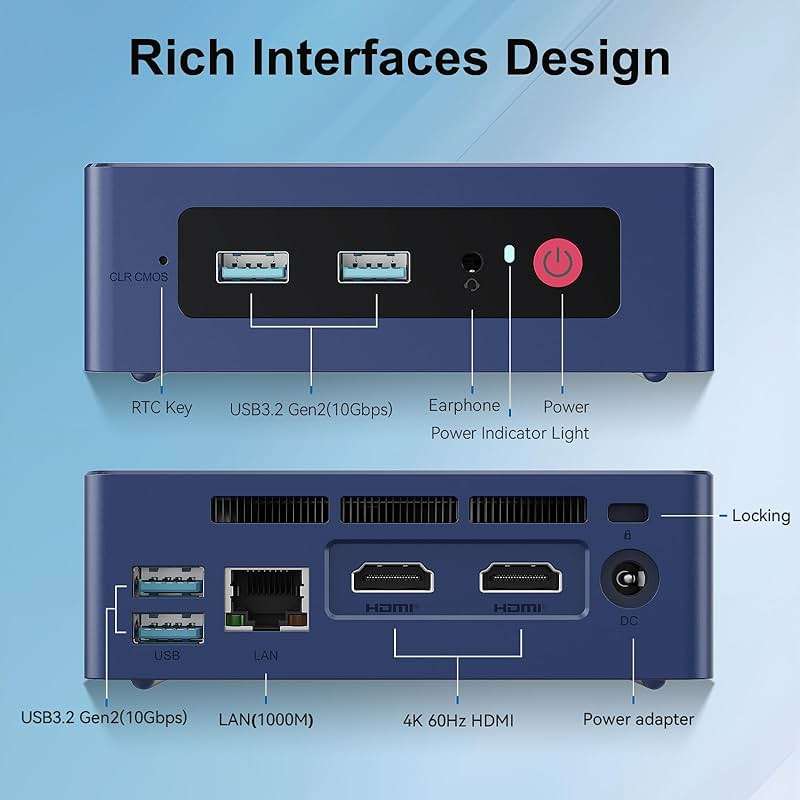 Beelink Mini S13 Mini PC,13th Intel Twin Lake-N150 (up to 3.6GHz, Upgraded N100), 16GB DDR4 500GB M.2 SSD, Mini Desktop Computer Support 4K Dual Display/USB 3.2/WiFi 6/BT 5.2 for HTPC/Office/Business - Image 7