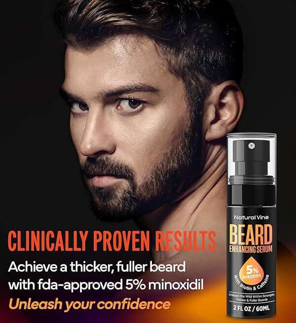 5% Minoxidil Beard Growth Oil for Men: Minoxidil for Men Beard Hair Regrowth Serum with Biotin and Caffeine - Unleash Your Wildness with Stronger Thicker Fuller Beard 2 FL OZ/60mL - Image 2