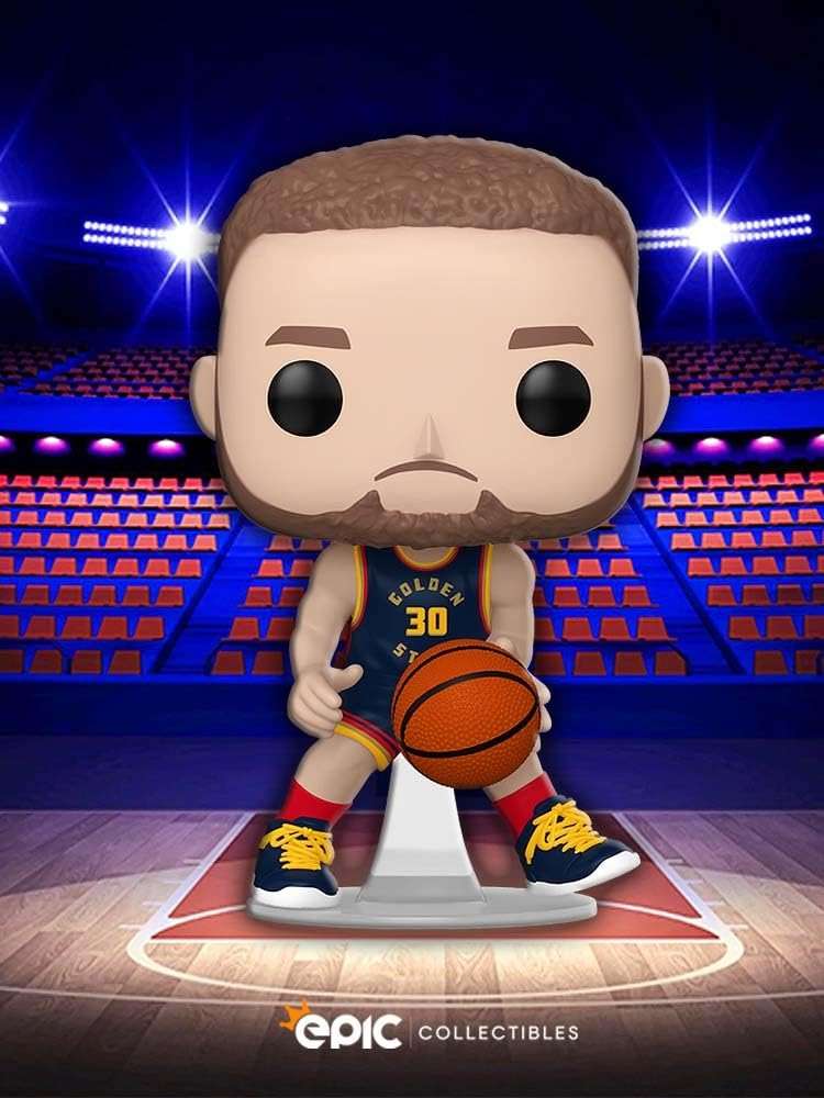 Epic Collectibles Basketball - Stephen Curry Crossover in 2024 City Edition Uniform Vinyl Figure Collectibles Bundle with Compatible Funko Pop Box Protector - Image 2