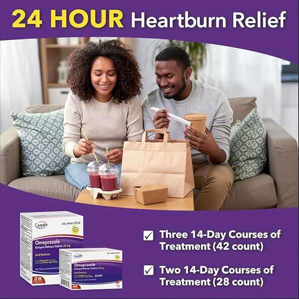 Camber Omeprazole 20mg Delayed-Release Tablets, Heartburn and Acid Reducer Reflux Medicine 28 Tablets - Image 3