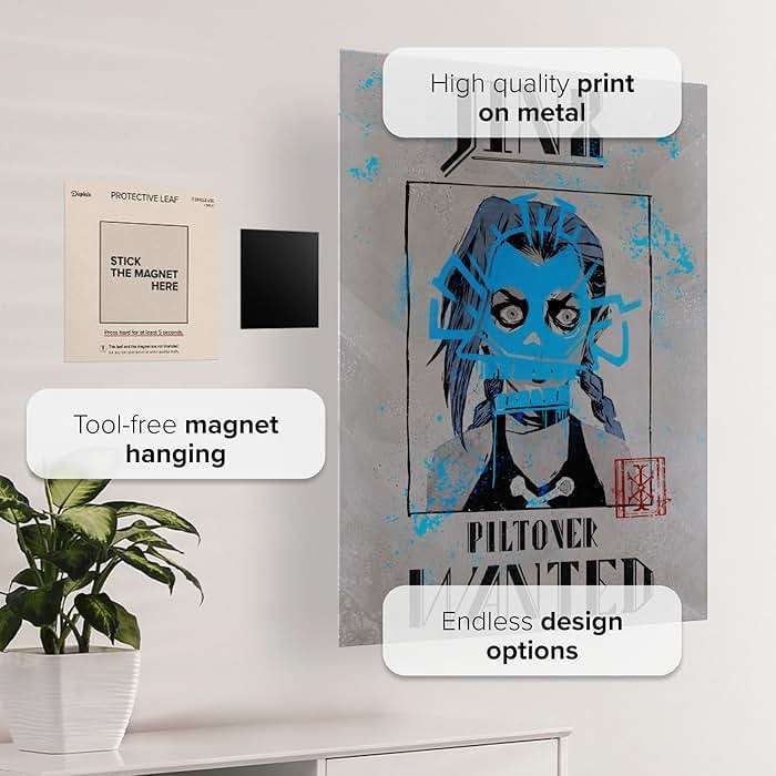 Displate Official Arcane Metal Poster Magnetic Mounting Included Licensed Artwork Modern Wall Decor Wanted Jinxed Light Poster 12.6x17.7 in - Image 3