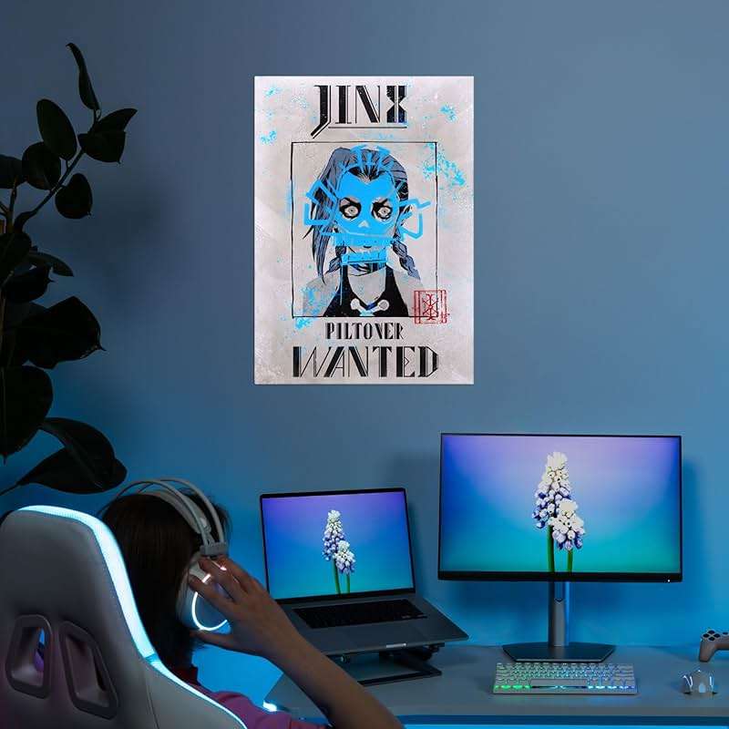 Displate Official Arcane Metal Poster Magnetic Mounting Included Licensed Artwork Modern Wall Decor Wanted Jinxed Light Poster 12.6x17.7 in - Image 7