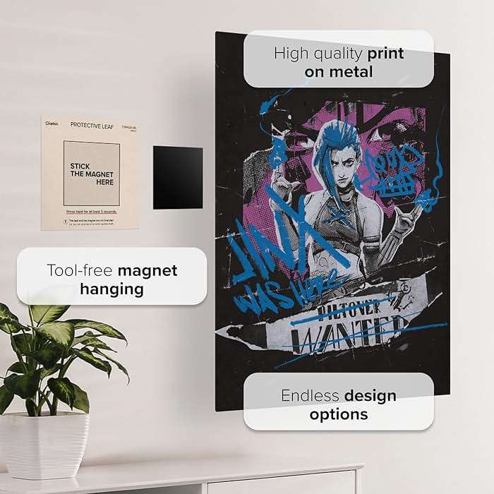 Displate Official Arcane Metal Poster Magnetic Mounting Included Licensed Artwork Modern Wall Decor Jinx was Here Poster 12.6x17.7 in - Image 3