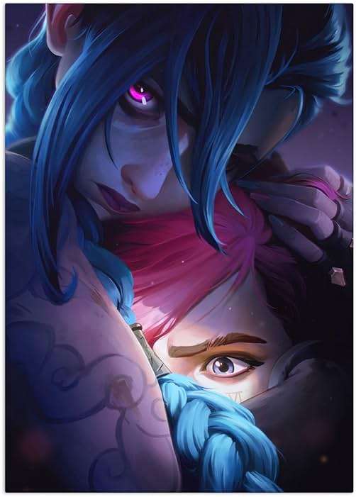 Displate Metal Poster Arcane - League of Legends Season 2 - Easy Magnetic Mounting - Jinx and Vi Collectible Gift - Room Decor Bedroom Wall Posters - 12.6x17.7 in - Image 1