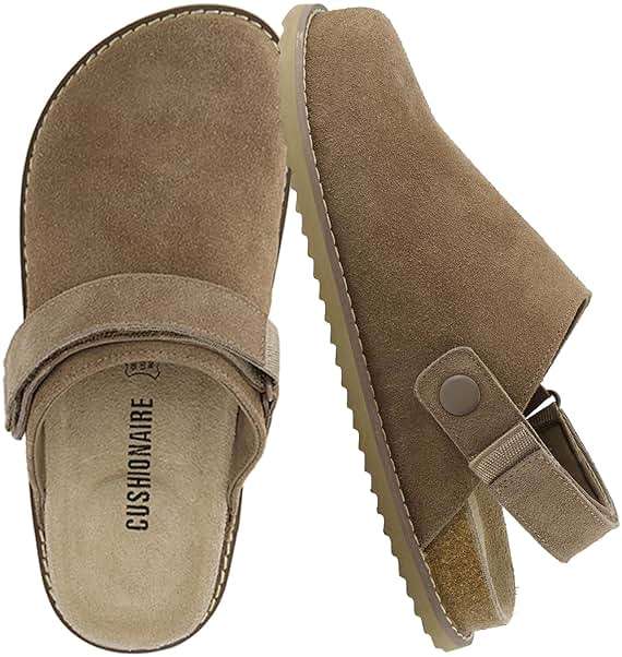 CUSHIONAIRE Boulder Genuine Leather Clogs for Women, Slingback Slip On Shoes with Adjustable Swivel Back Strap and Memory Foam Footbed - Image 1