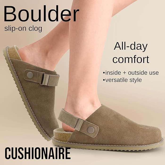 CUSHIONAIRE Boulder Genuine Leather Clogs for Women, Slingback Slip On Shoes with Adjustable Swivel Back Strap and Memory Foam Footbed - Image 2