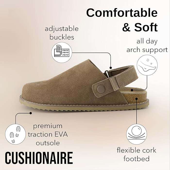CUSHIONAIRE Boulder Genuine Leather Clogs for Women, Slingback Slip On Shoes with Adjustable Swivel Back Strap and Memory Foam Footbed - Image 4