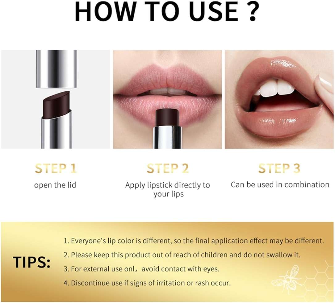 BAISEN DIARY 2PCS Honey Lipstick Tinted Lip Balm - Sheer Hydrating Lipstick for All Skin Tones - Moisturizing Lip Color, Nourishing Lip Balm with a Hint of Natural Black Cherry Tint - Image 9