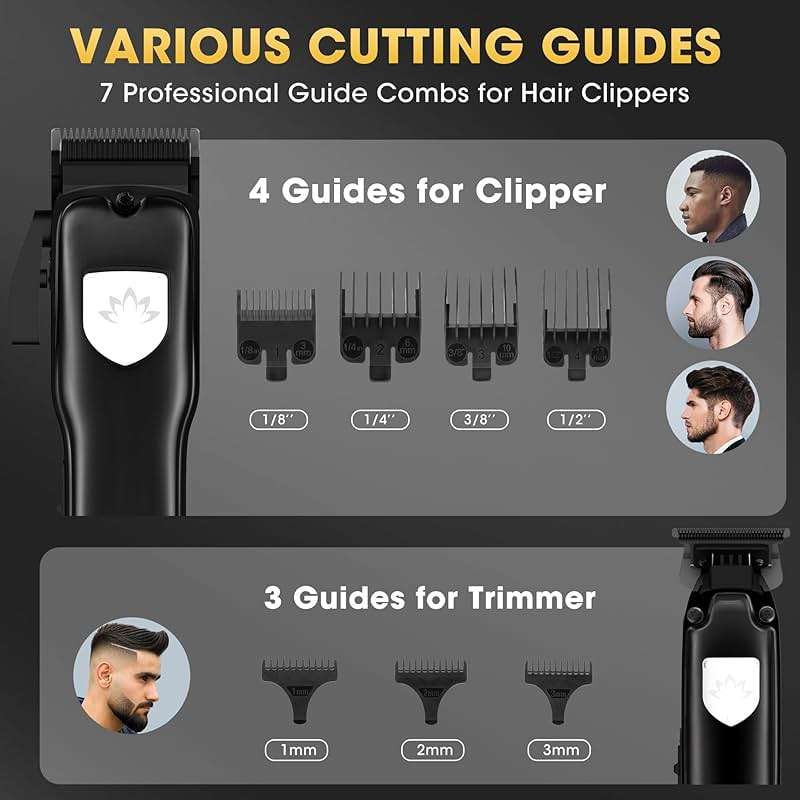 Dumite 4 in 1 Hair Clippers for Men, Professional T-Blade Trimmer, Electric Foil Shaver, Nose Hair Trimmer, Cordless, LCD Display, Grooming Kit(Black) - Image 8