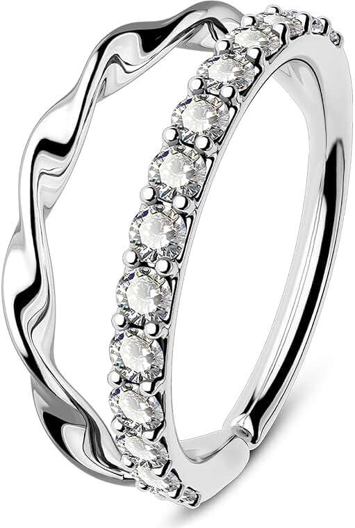 OUFER Nose Rings Silver, 20G Double Hoop 8MM Nose Rings, Seamless Stainless Steel Rook Daith Piercing Jewelry for Women & Men - Image 1