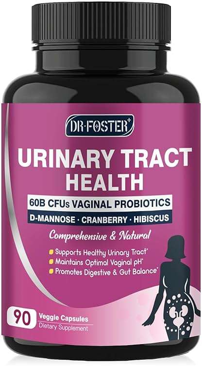 DRFOSTER Urinary Tract Health for Women, Vaginal Probiotics for Women pH Balance with D-Mannose, Cranberry, Probiotics and Prebiotics for Digestive Helath 90 Veggie Capsules - Image 1