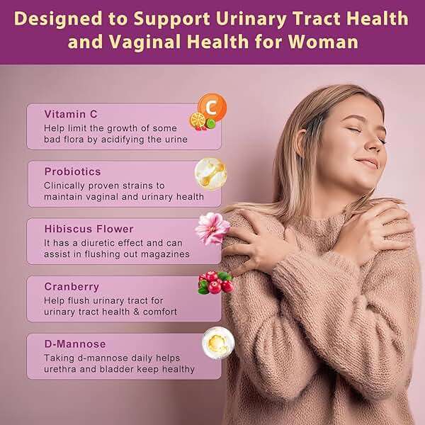 DRFOSTER Urinary Tract Health for Women, Vaginal Probiotics for Women pH Balance with D-Mannose, Cranberry, Probiotics and Prebiotics for Digestive Helath 90 Veggie Capsules - Image 3