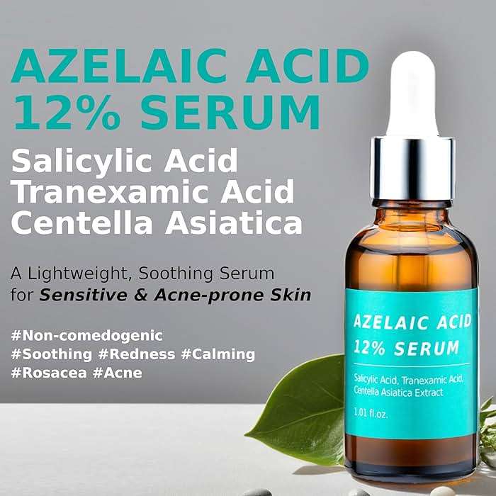 Azelaic Topical Acid 12% Serum for Face – Dark Spot Remover with Tranexamic Acid, Salicylic Acid, Niacinamide & Centella Asiatica – Acne, Hyperpigmentation & Rosacea Treatment 1 Oz Korean Skincare - Image 2