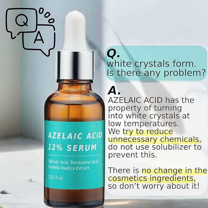 Azelaic Topical Acid 12% Serum for Face – Dark Spot Remover with Tranexamic Acid, Salicylic Acid, Niacinamide & Centella Asiatica – Acne, Hyperpigmentation & Rosacea Treatment 1 Oz Korean Skincare - Image 6