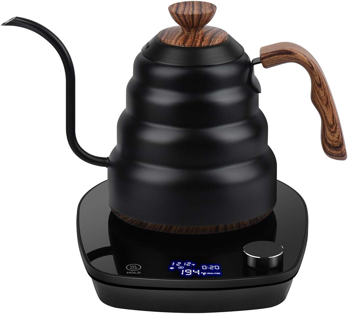 Electric Gooseneck Kettle, 30oz/0.9L Intelligent Temperature Control, Quick Heating, 304 Stainless Steel for Pour Over Coffee, Brew Tea, Boil Hot Water, 1000W （Black） - Image 1